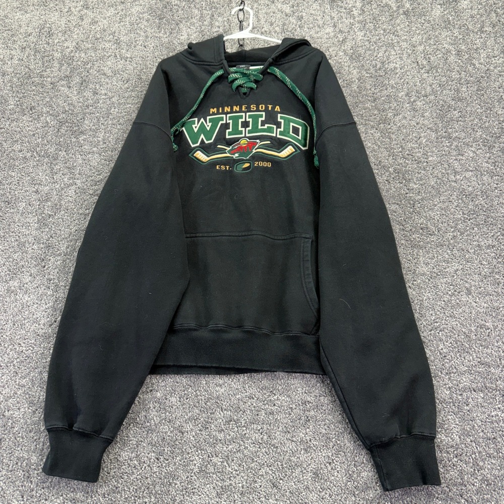 Signature Concepts Hoodie Mens 2XL Black Minnesota Wild Lace Up Pullover